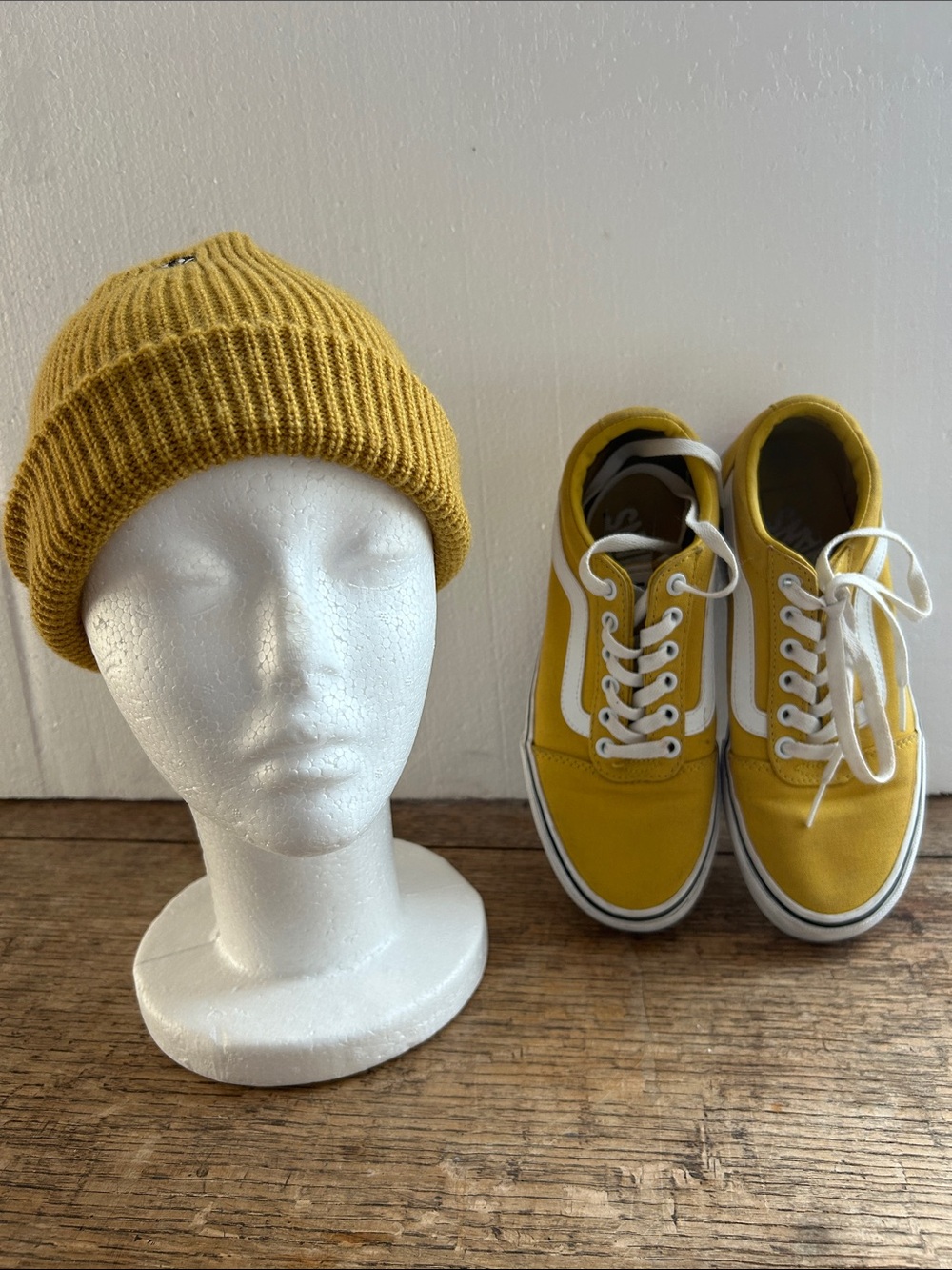 Volcom Adult Mustard Knit Beanie with Logo Patch. Unisex. - Picture 6 of 7